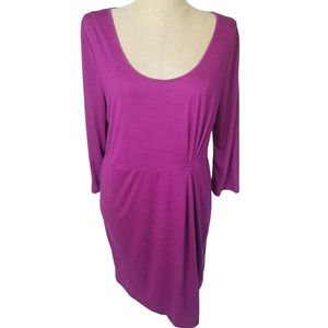 Old Navy Shift Dress XL Pink Magenta Scoop Neck 3/4 Sleeve Ruched Casual NWT